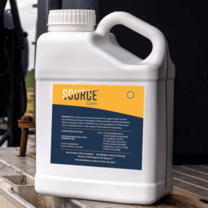 A white jug of SOURCE by Sound Ag, a fertilizer replacement product